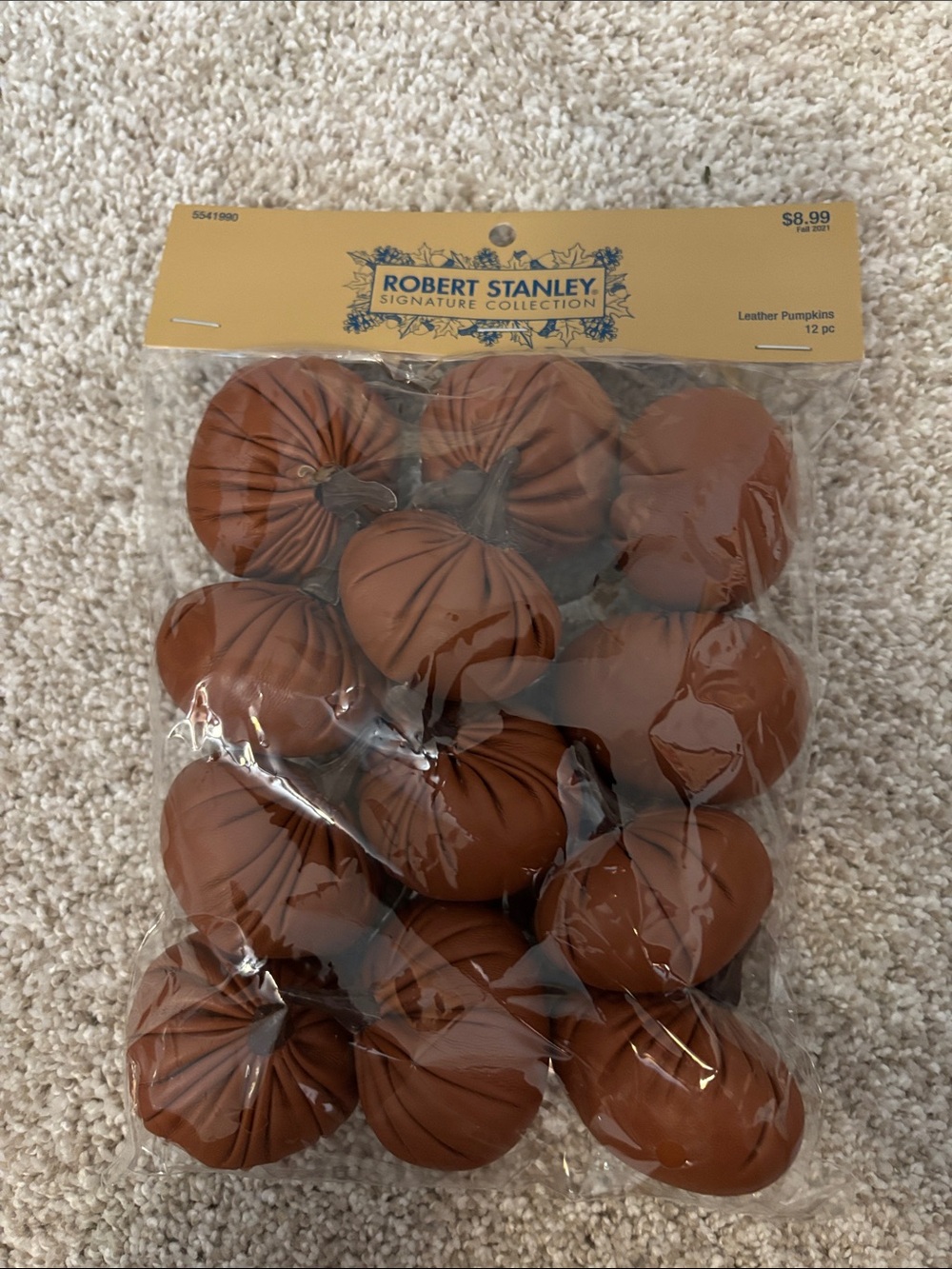 Brown Leather Mini Pumpkins - Fall Party Decorations